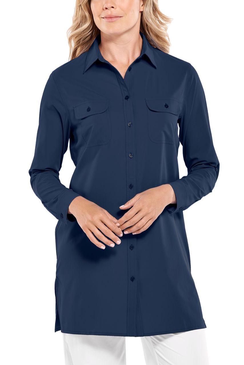 Women's Santorini Tunic Shirt | Navy UPF 50+