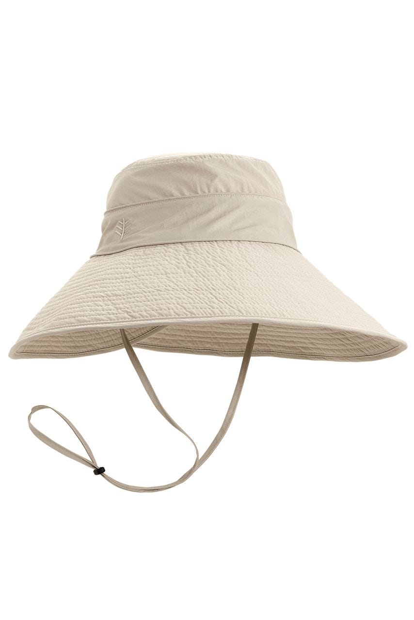 Upf 50+ Sun Protective Broad Brim Sun Hat For Women | Solbari Beige / Navy