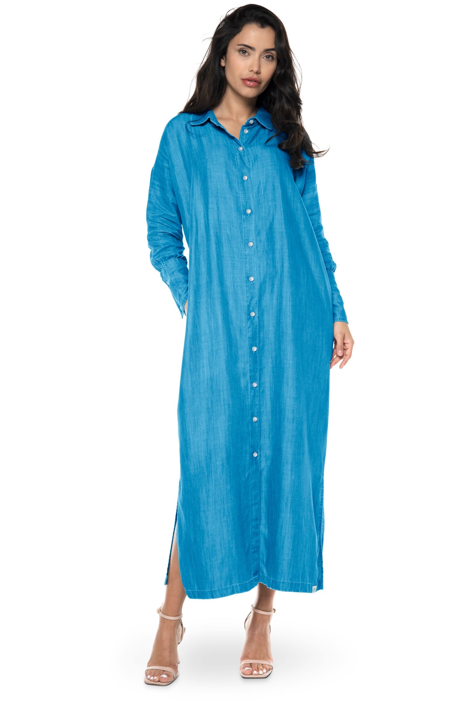 Chambray dress long sleeve hotsell