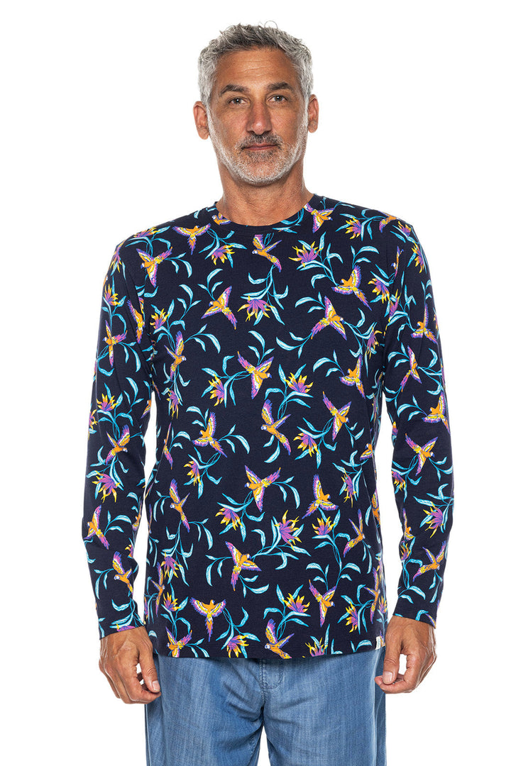 Men's Morada Everyday Long Sleeve T-Shirt | Navy Birds of Paradise