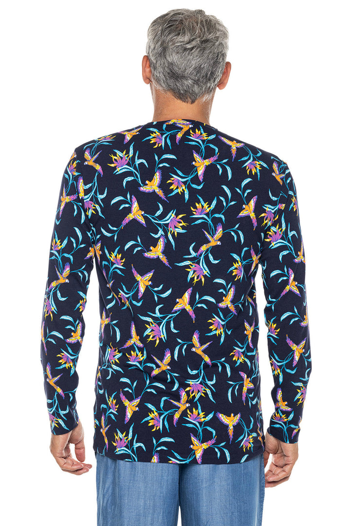 Men's Morada Everyday Long Sleeve T-Shirt | Navy Birds of Paradise