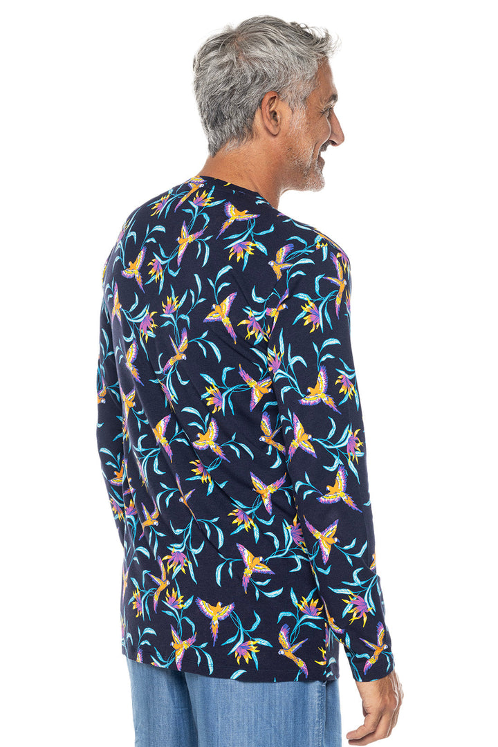 Men's Morada Everyday Long Sleeve T-Shirt | Navy Birds of Paradise