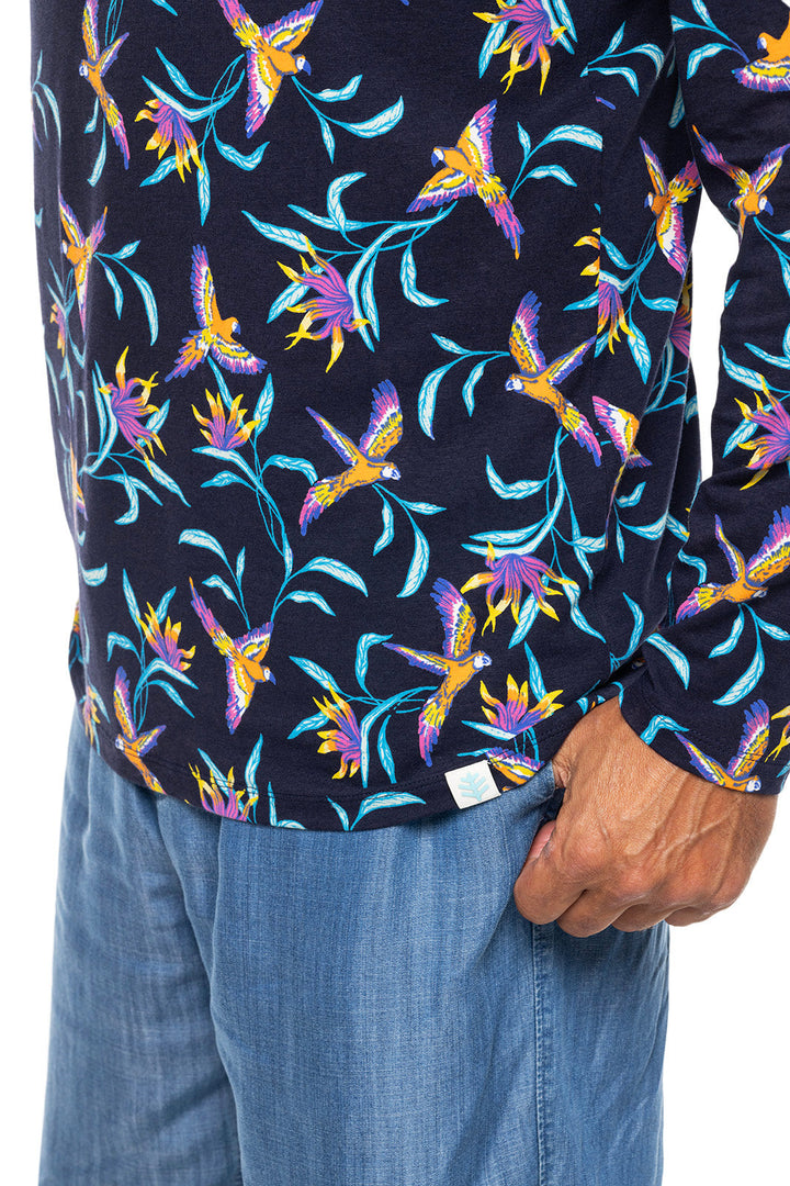 Men's Morada Everyday Long Sleeve T-Shirt | Navy Birds of Paradise