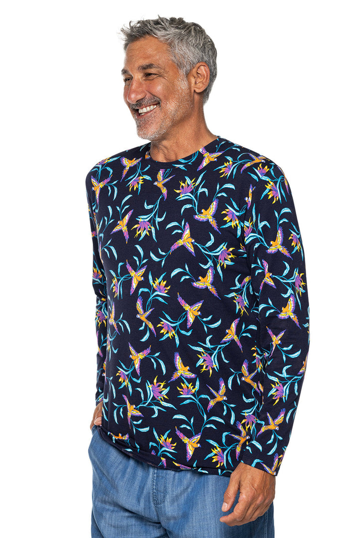 Men's Morada Everyday Long Sleeve T-Shirt | Navy Birds of Paradise