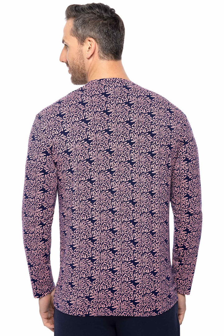 Men's Morada Everyday Long Sleeve T-Shirt | Peachy Pink Etched Flowers