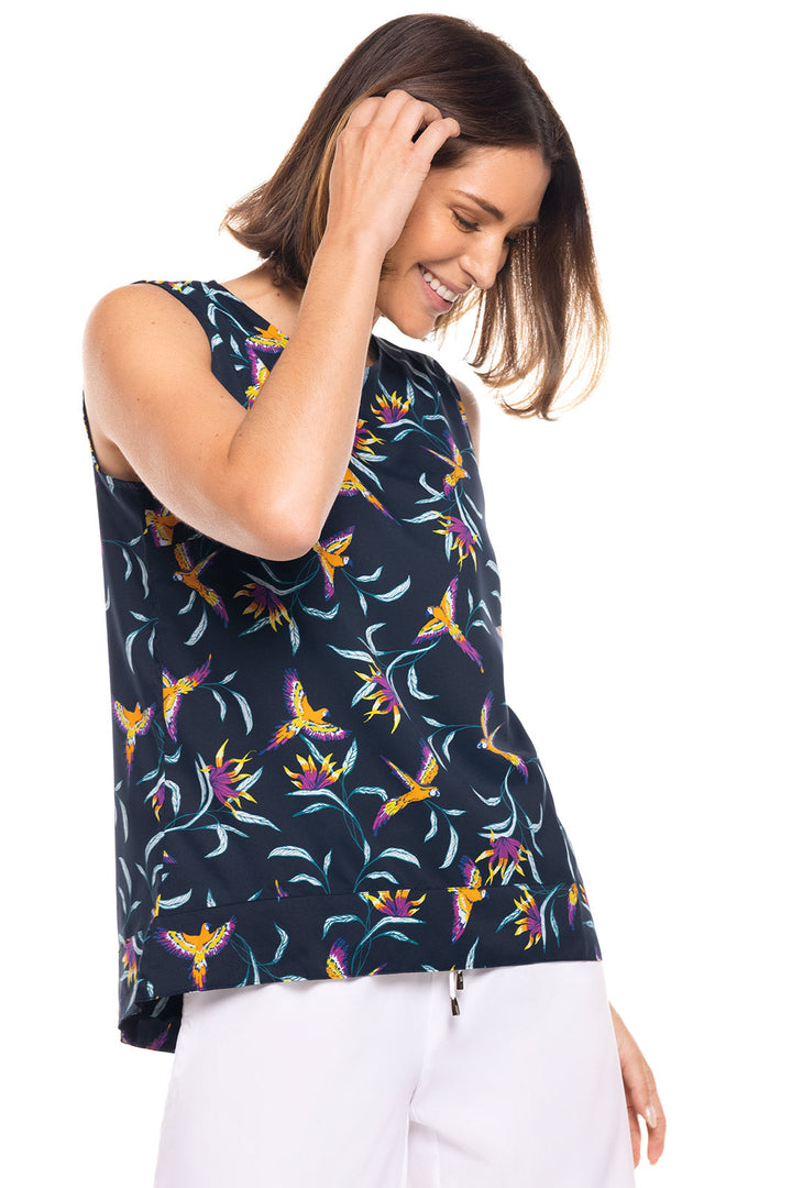 Women's St. Tropez Swing Tank Top | Navy Birds of Paradise