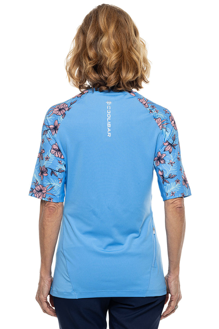 Women's Devi Short Sleeve Fitness T-Shirt | Clear Sky Blue TROPICAL DAZE