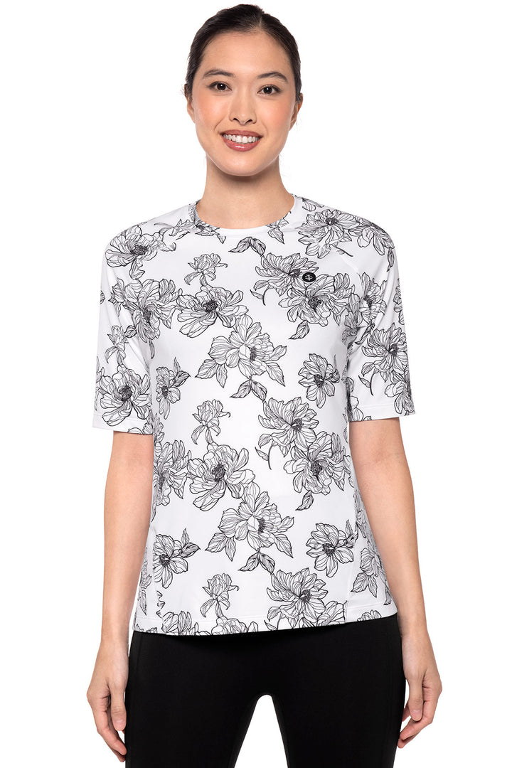 Women's Devi Short Sleeve Fitness T-Shirt | White/Black Perfect Peony