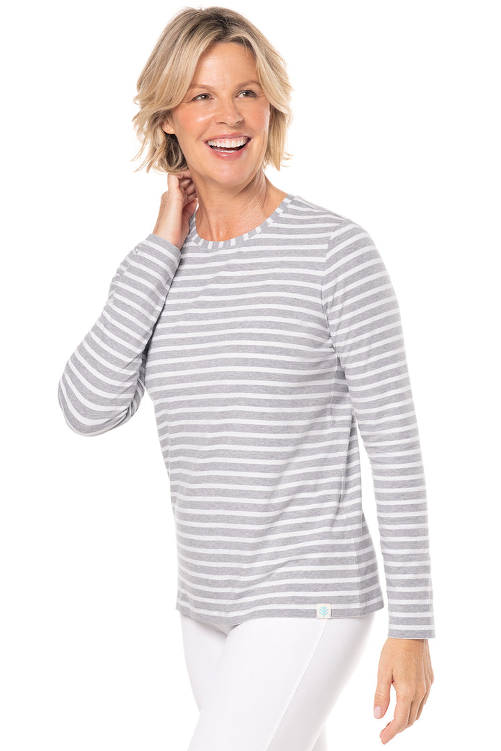 Women's Morada Everyday Long Sleeve T-Shirt | Grey/White Stripe