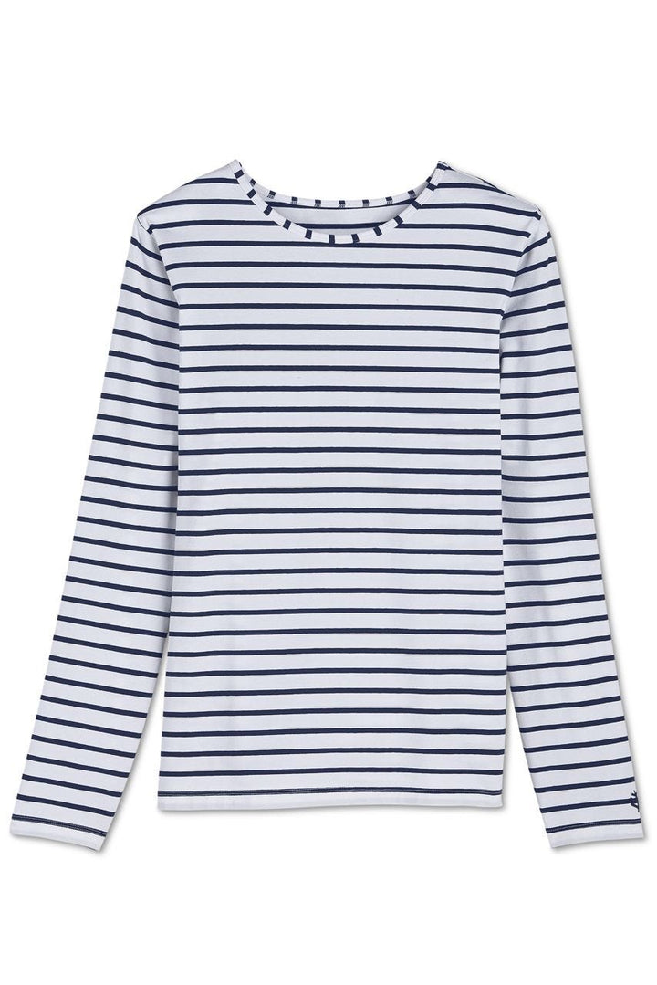 Women's Morada Everyday Long Sleeve T-Shirt | White/Navy Stripe