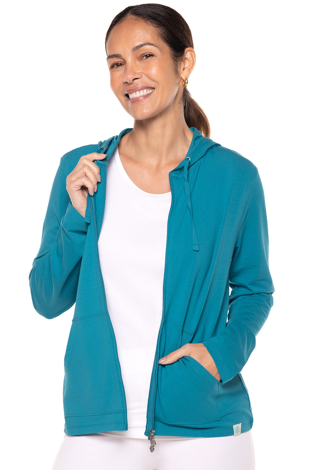 Women s Seaside Hoodie Tahitian Teal UPF 50