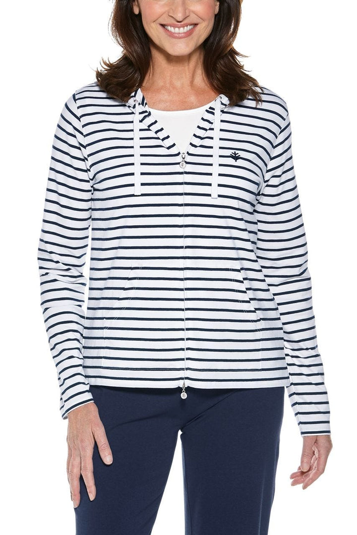 Women's Seaside Hoodie | White/Navy Stripe