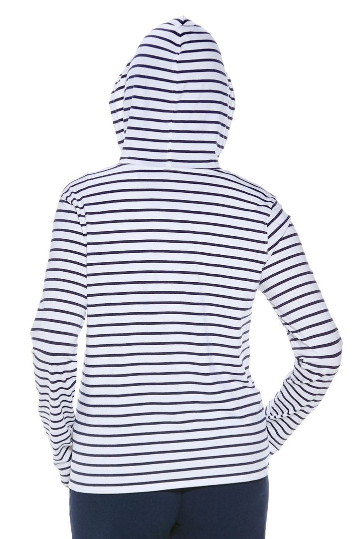 Women's Seaside Hoodie | White/Navy Stripe