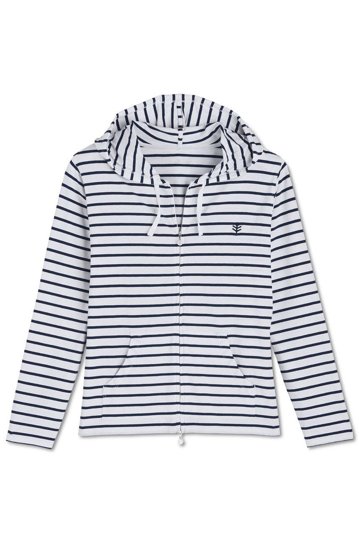 Women's Seaside Hoodie | White/Navy Stripe