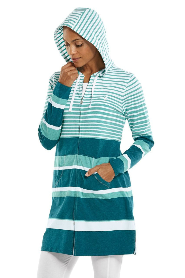 Women's Cabana Hoodie | Teal Variegated Stripe