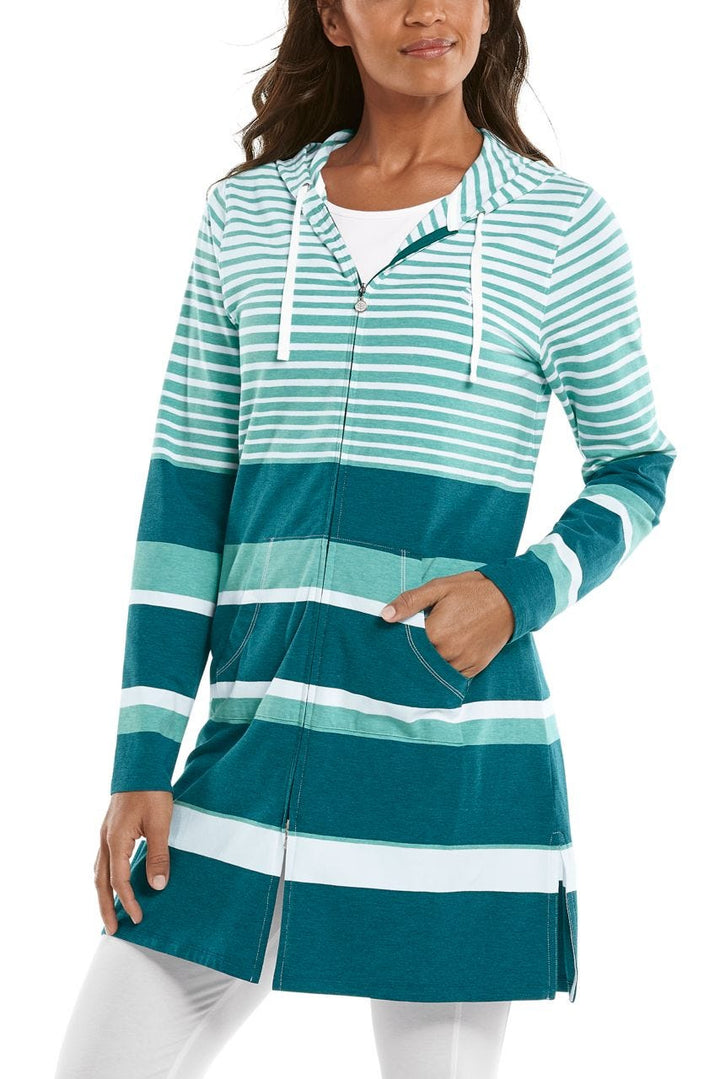 Women's Cabana Hoodie | Teal Variegated Stripe