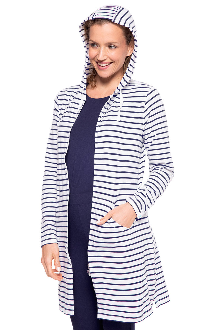 Women's Cabana Hoodie | White/Navy Stripe