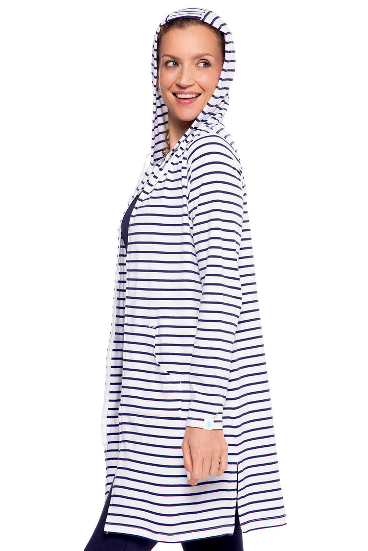 Women's Cabana Hoodie | White/Navy Stripe