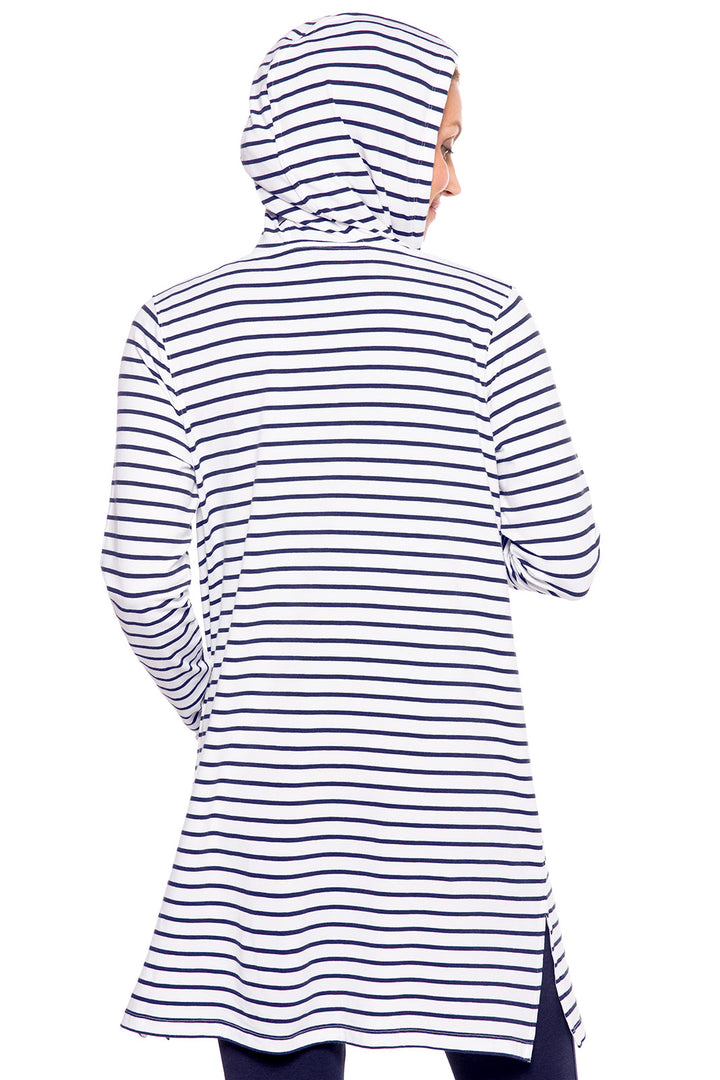 Women's Cabana Hoodie | White/Navy Stripe