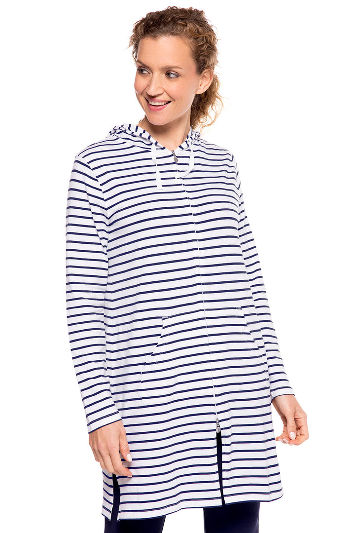 Women's Cabana Hoodie | White/Navy Stripe