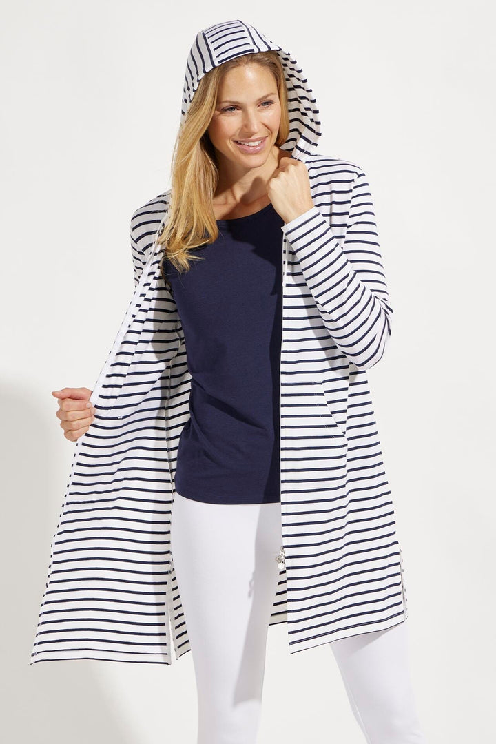 Women's Cabana Hoodie | White/Navy Stripe