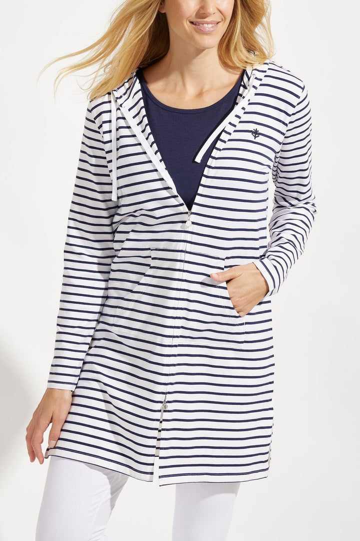 Women's Cabana Hoodie | White/Navy Stripe