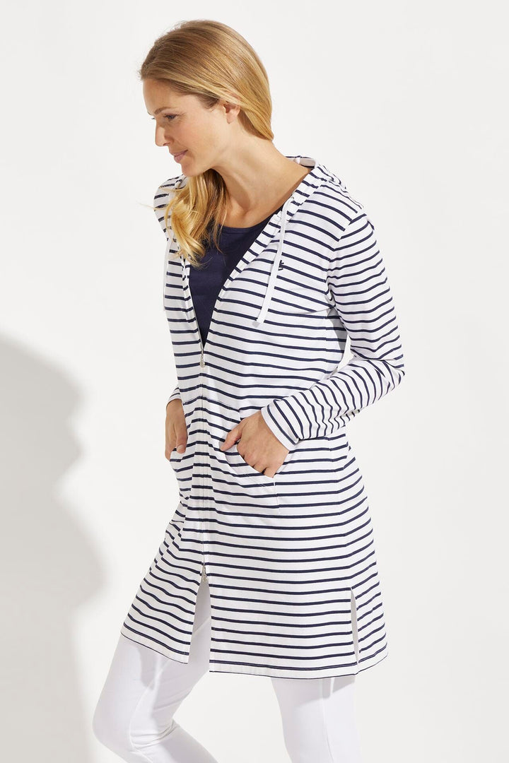 Women's Cabana Hoodie | White/Navy Stripe