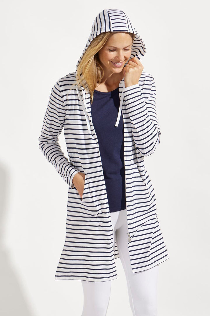 Women's Cabana Hoodie | White/Navy Stripe