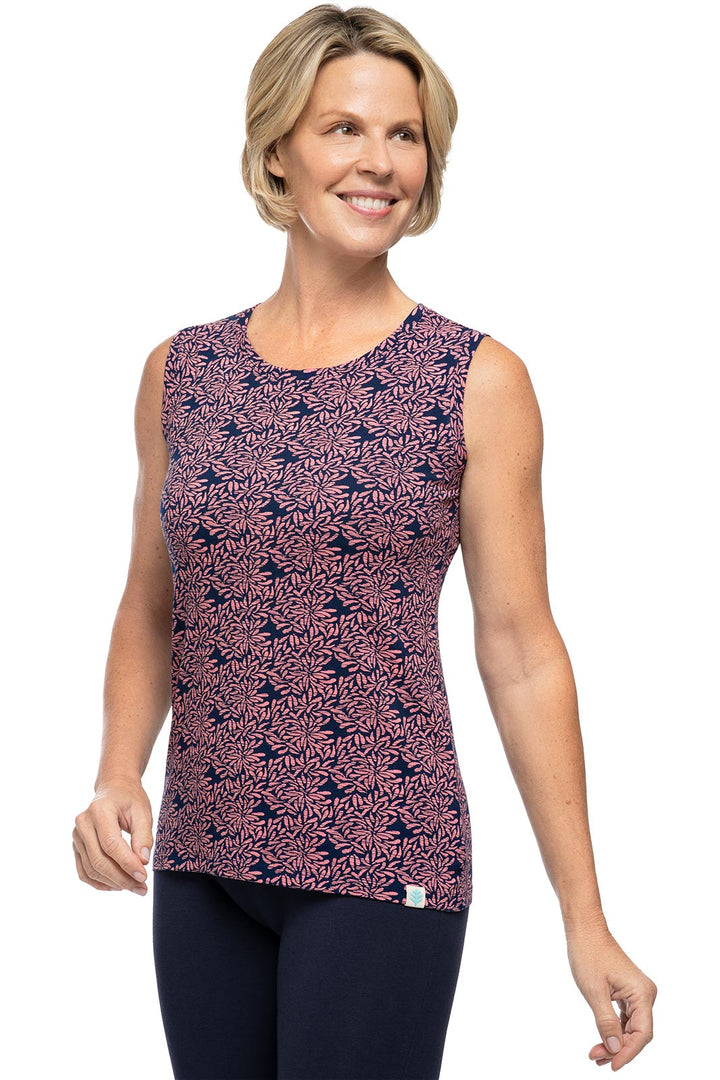 Women's Morada Everyday Basic Tank | Peachy Pink Etched Flowers