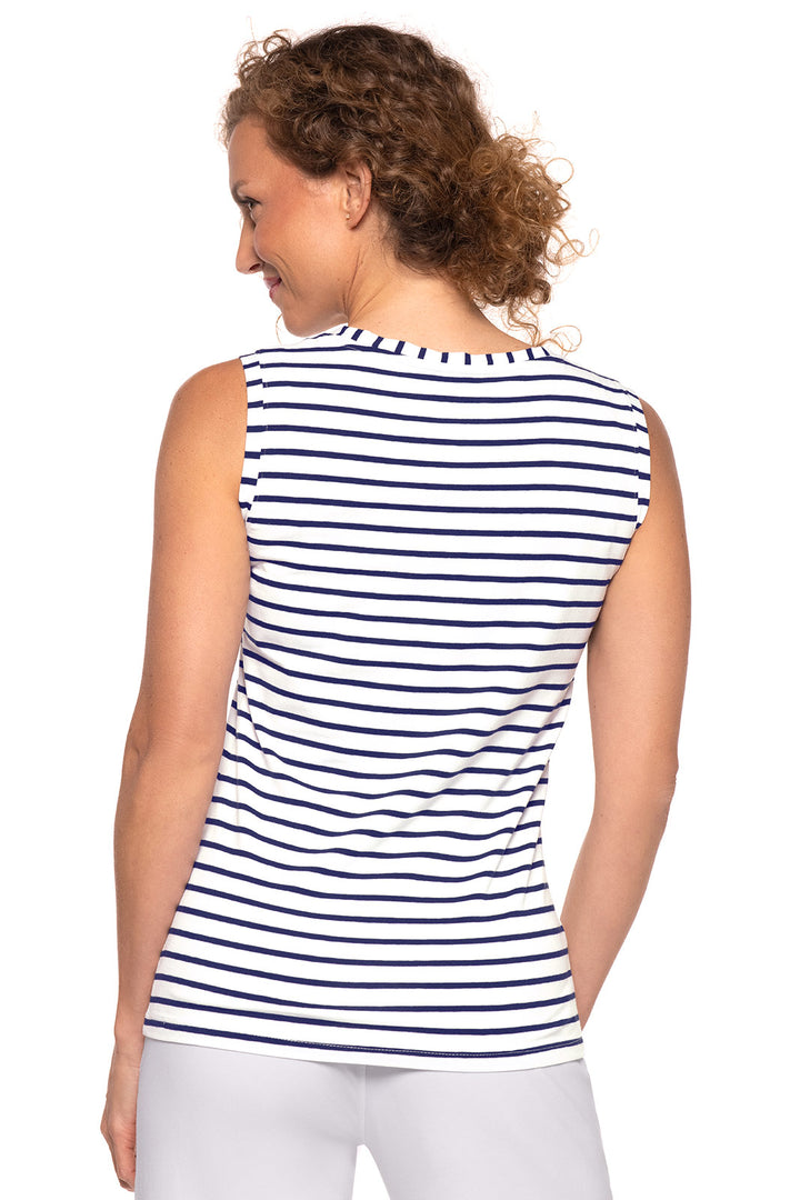 Women's Morada Everyday Basic Tank | White/Navy Stripe