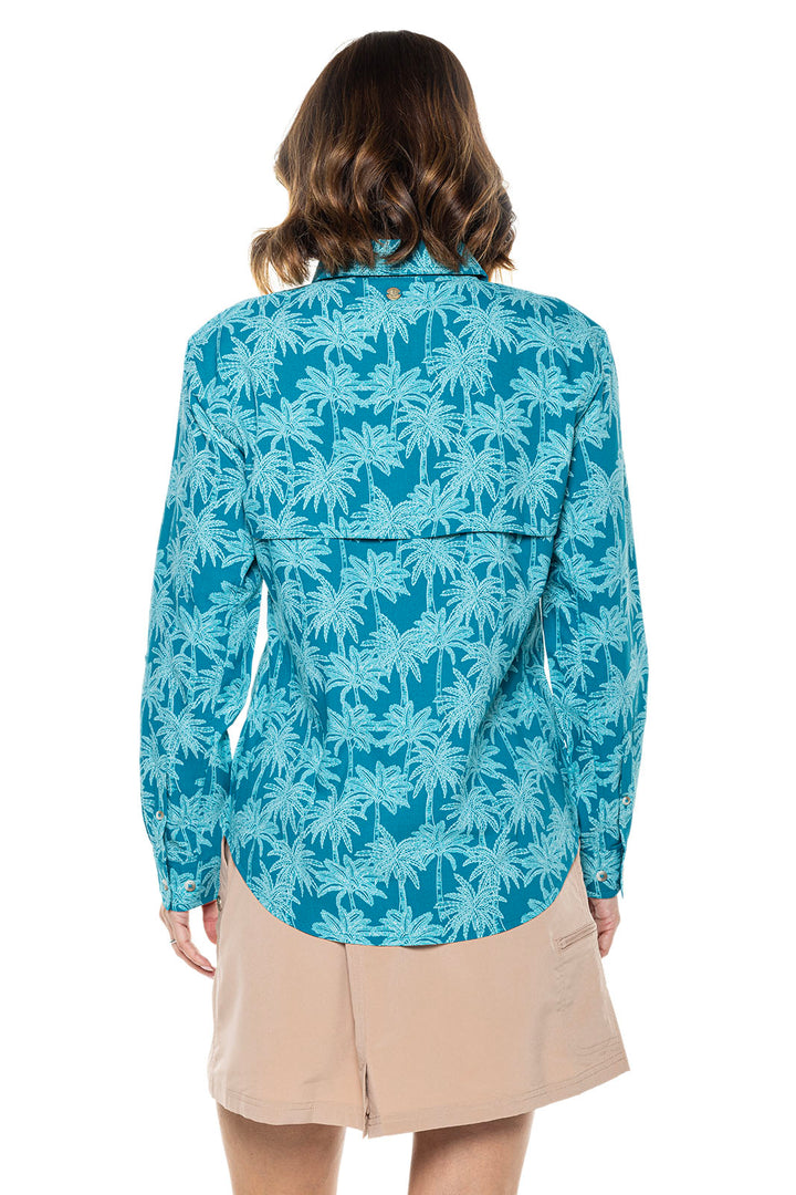 Women's Mylitta Travel Shirt | Tahitian Teal Swaying Palms