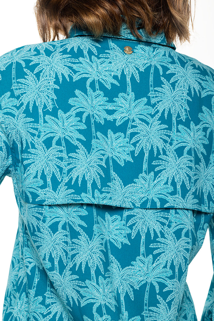 Women's Mylitta Travel Shirt | Tahitian Teal Swaying Palms