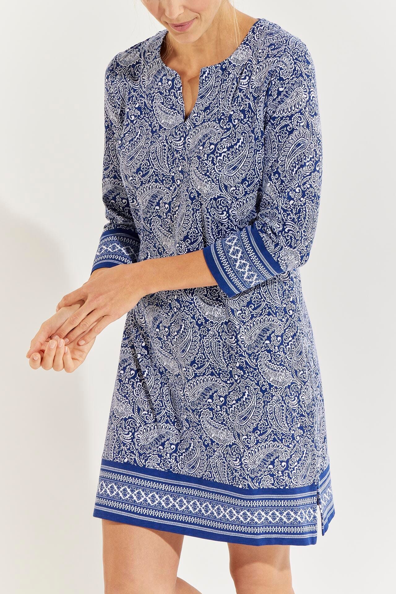 Women's Oceanside Tunic Dress | Navy Artisan Paisley