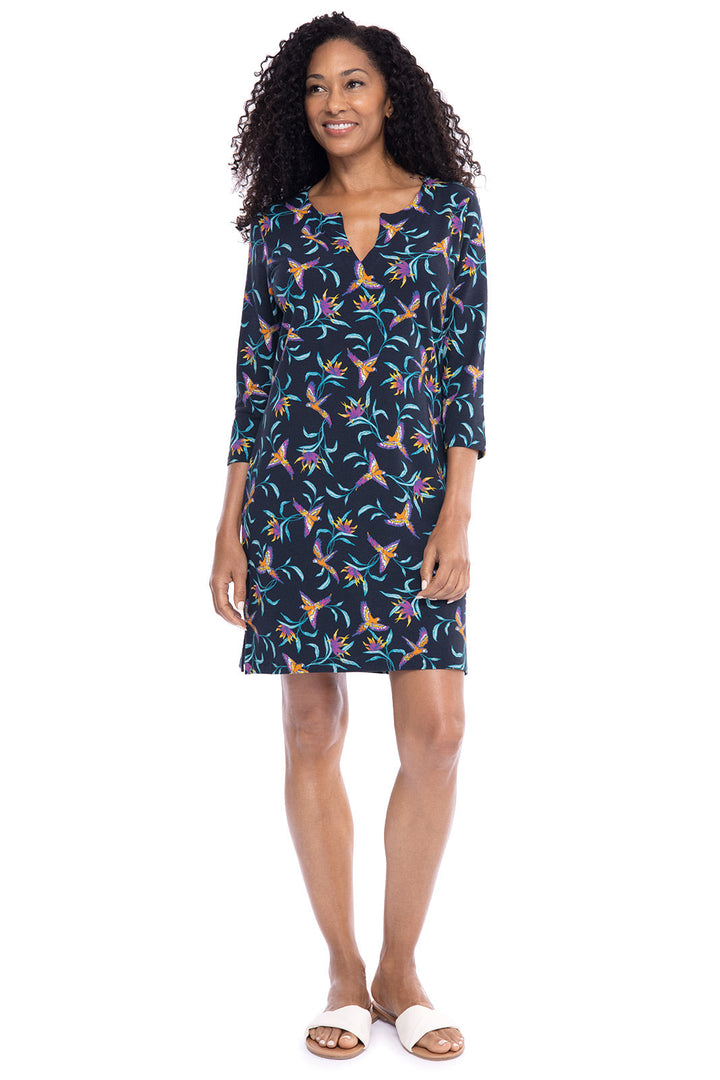 Women's Oceanside Tunic Dress | Navy Birds of Paradise