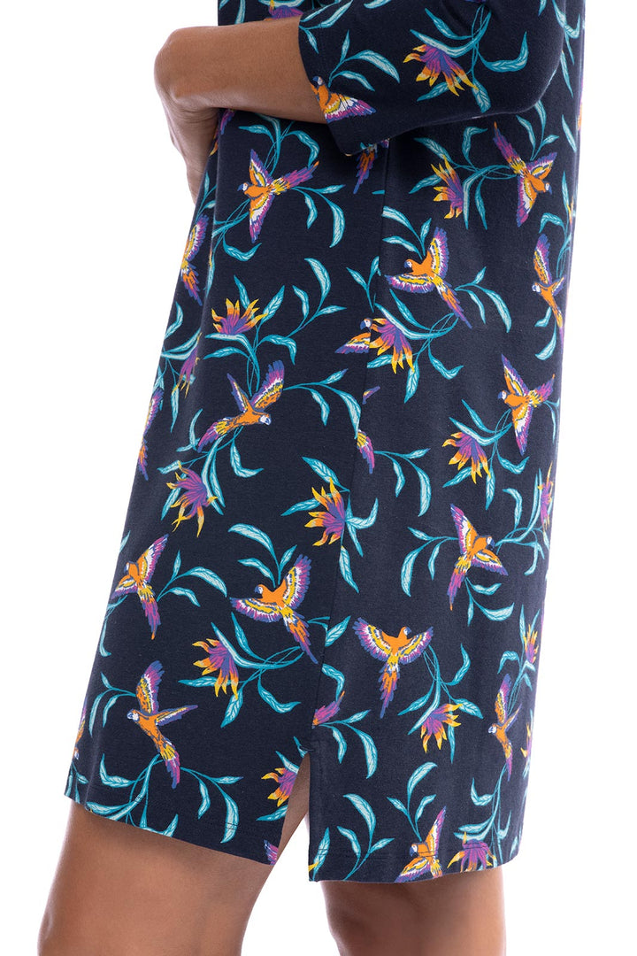 Women's Oceanside Tunic Dress | Navy Birds of Paradise