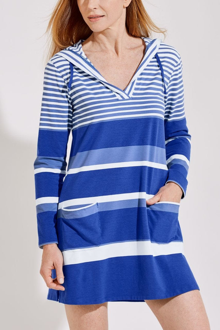 Women's Catalina Beach Cover-Up Dress | Aura Blue Variegated Stripe