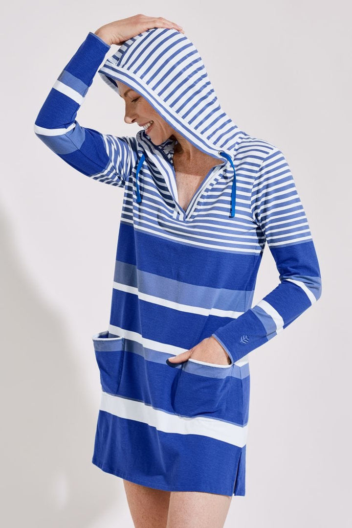 Women's Catalina Beach Cover-Up Dress | Aura Blue Variegated Stripe