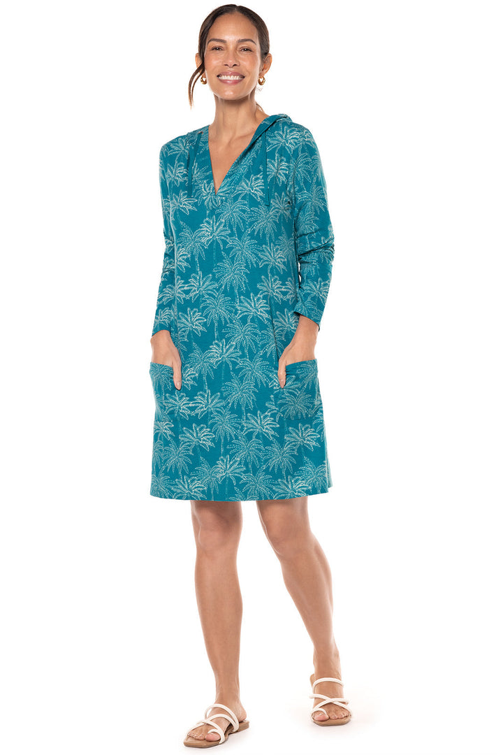 Women's Catalina Beach Cover-Up Dress | Tahitian Teal Swaying Palms