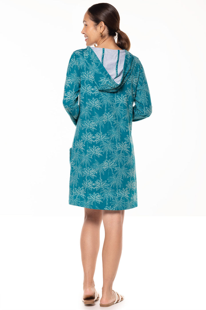 Women's Catalina Beach Cover-Up Dress | Tahitian Teal Swaying Palms