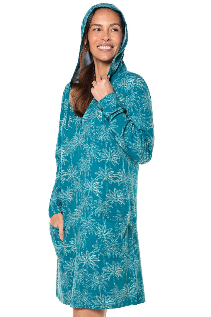 Women's Catalina Beach Cover-Up Dress | Tahitian Teal Swaying Palms