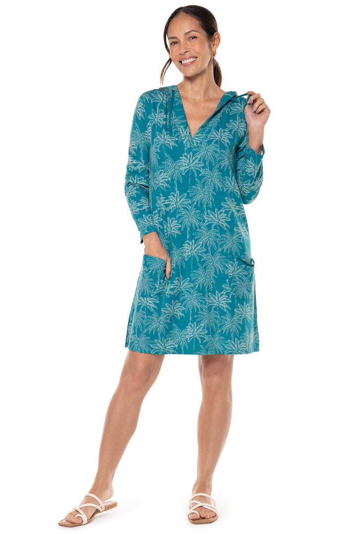 Women's Catalina Beach Cover-Up Dress | Tahitian Teal Swaying Palms