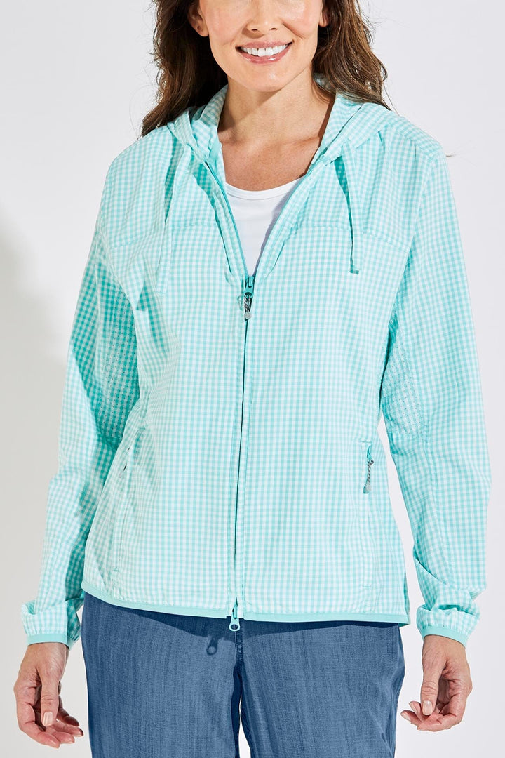 Women's Arcadian Packable Sunblock Jacket | Tea Green Gingham