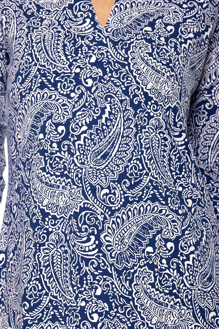 Women's St. Lucia Tunic Top | Navy Artisan Paisley