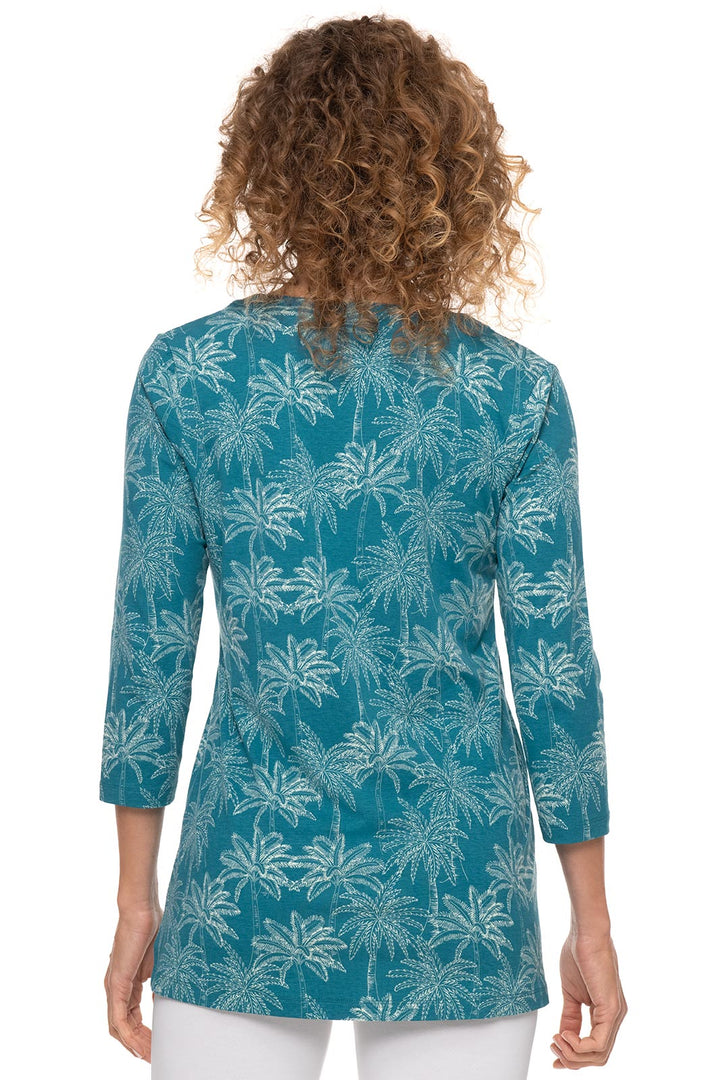 Women's St. Lucia Tunic Top | Tahitian Teal Swaying Palms