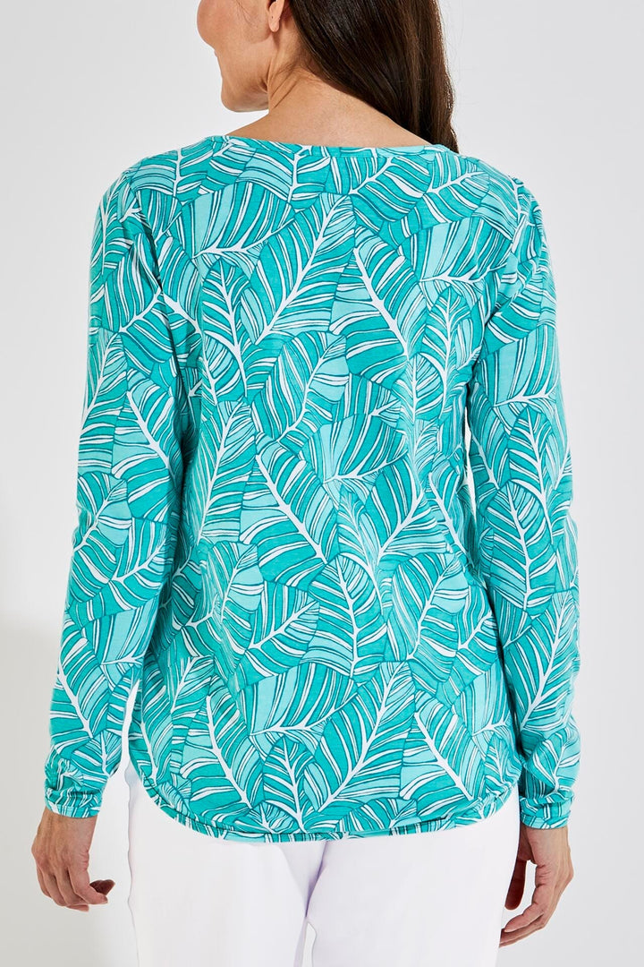 Women's Heyday Side Split Shirt | Emerald Mint Forever Palm