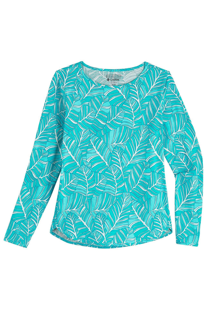 Women's Heyday Side Split Shirt | Emerald Mint Forever Palm