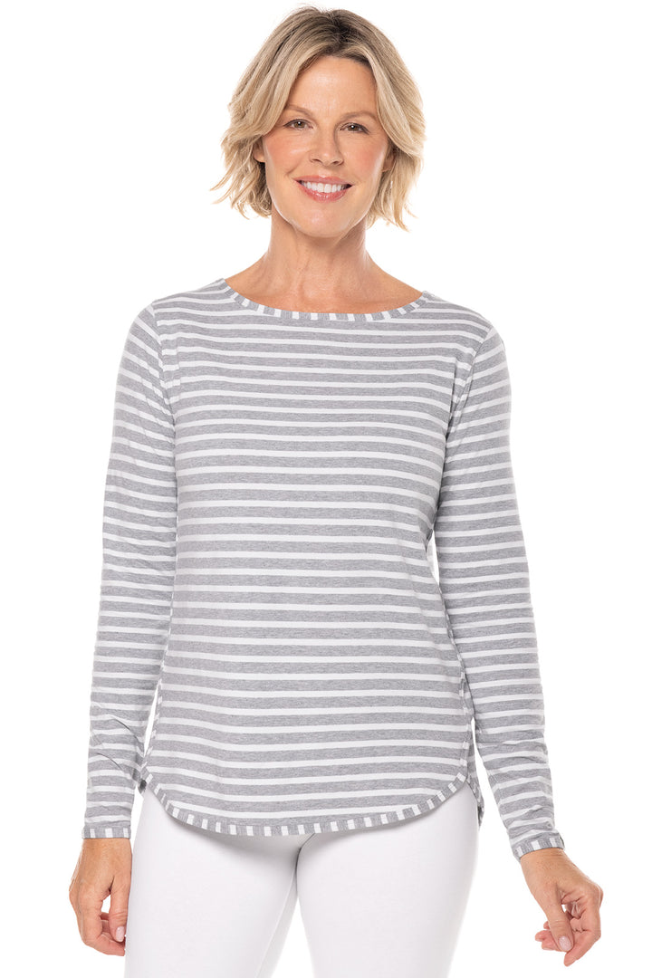 Women's Heyday Side Split Shirt | Grey/White Stripe