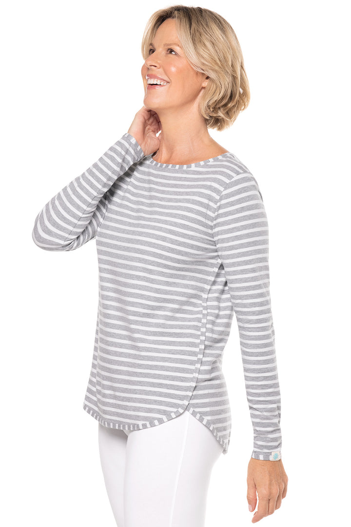 Women's Heyday Side Split Shirt | Grey/White Stripe