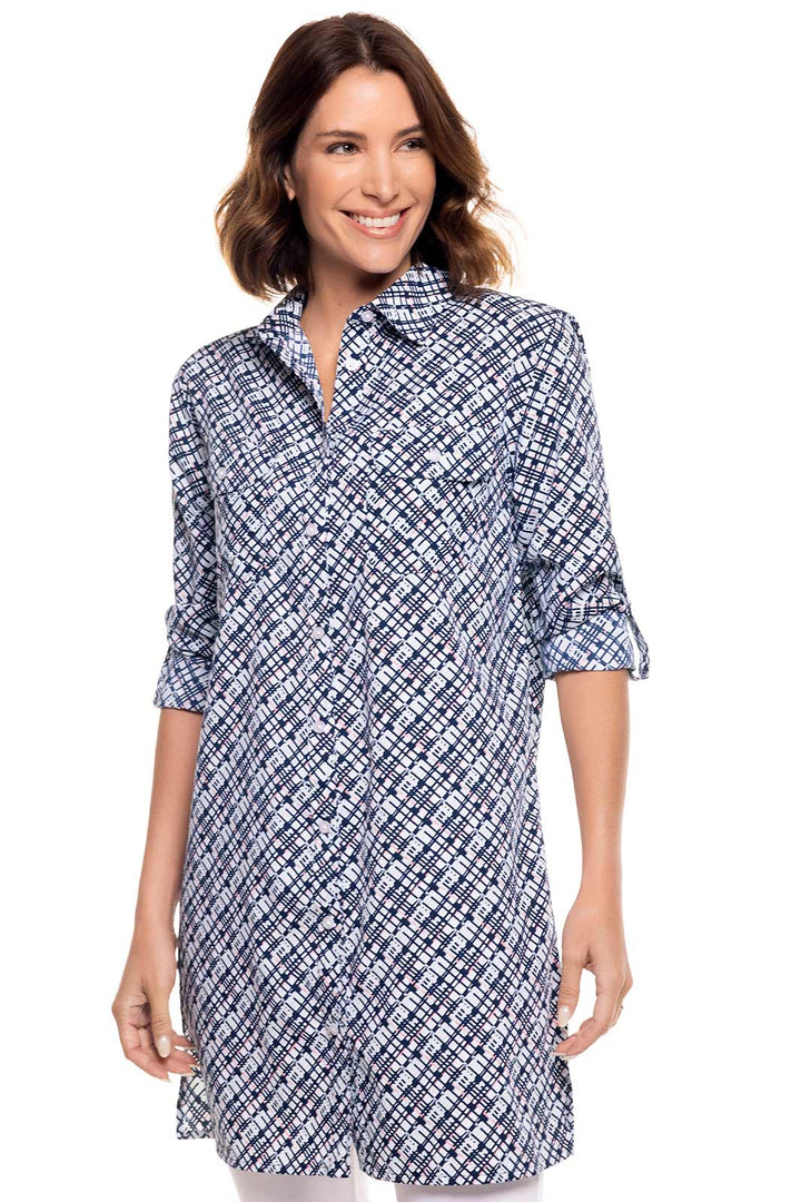 Women's Santorini Tunic Shirt | Navy Gulf Stream Stripe