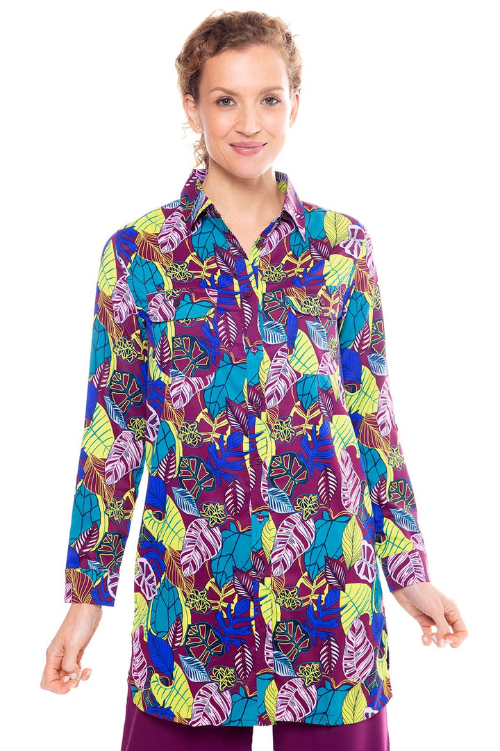 Women's Santorini Tunic Shirt | Rich Plum Electric Jungle